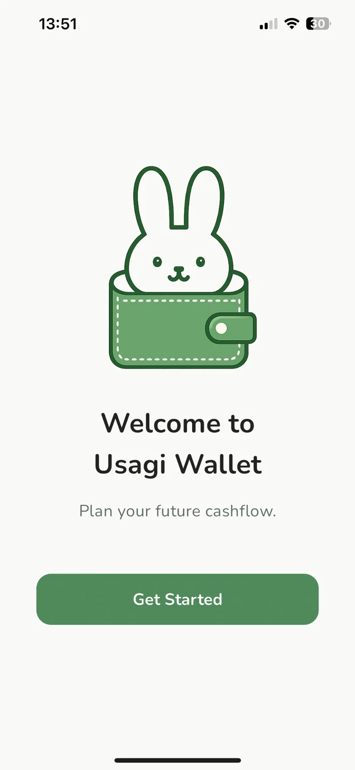 Usagi Wallet welcome screen